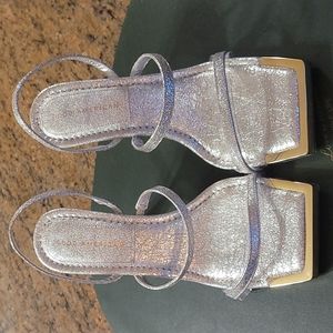 Silver Strapped Heels Worn Once